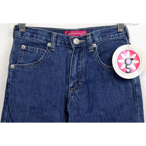 NEW Y2K Oshkosh Denim Jeans Girls sz 7 Floral Flared Embroidered Straight Leg - Picture 2 of 7